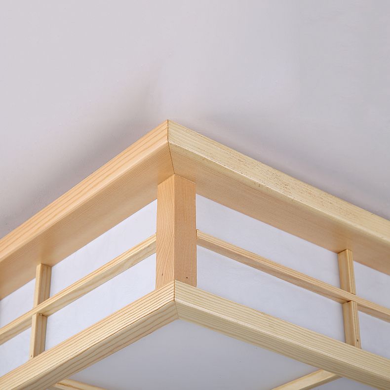 Simple Style Flush Mount Square LED Ceiling Light with Wood for Bedroom