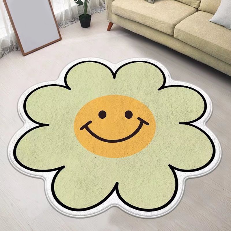 Yellow Modern Carpet Polyester Flower Carpet Stain Resistant Carpet for Home Decor