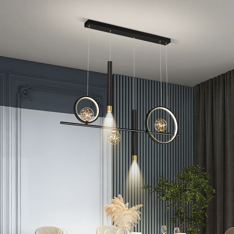 Nuove moderne idee di illuminazione dell'isola a led in metallo Lampada lampadario lineare per sala da pranzo