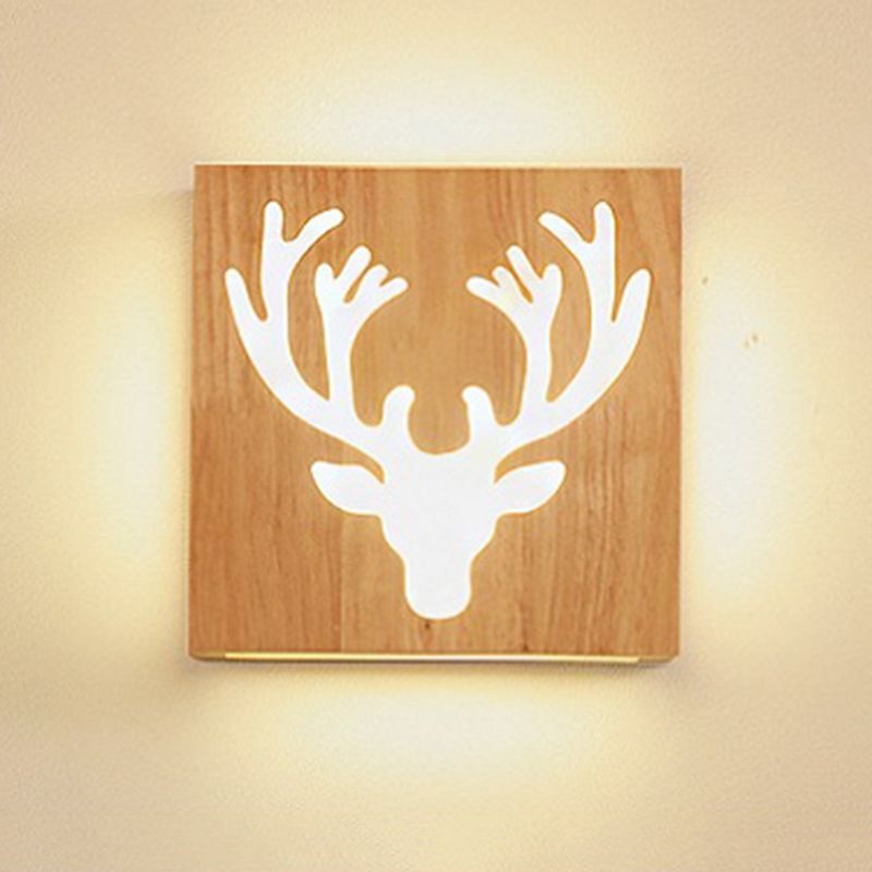 Retangular Schatten Wandbeleuchtung moderner einfacher Holzstil 1 Licht in Braun