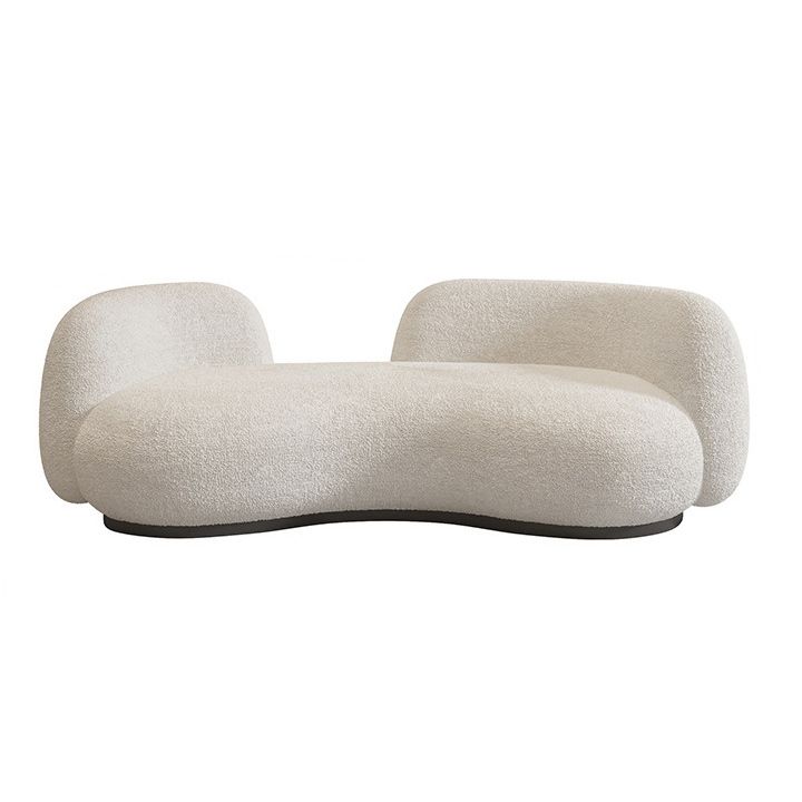 Modern Wool Curved Sofa with Tight Back for Living Room in White