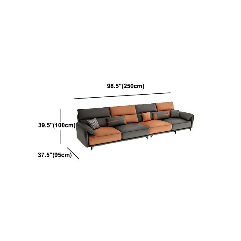 Pillow Arms Contemporary Sofa Faux Leather Living Room Solid Wood Sofa