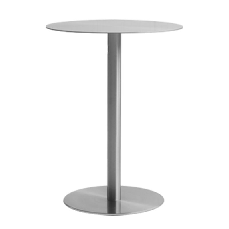 Round Metal Bar Dining Table Silver Pedestal Bar Table for Indoor