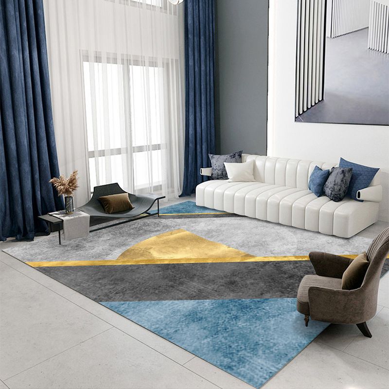 Gray Modern Rug Polyester Extravagant Rug Stain Resistant Rug for Home Decor