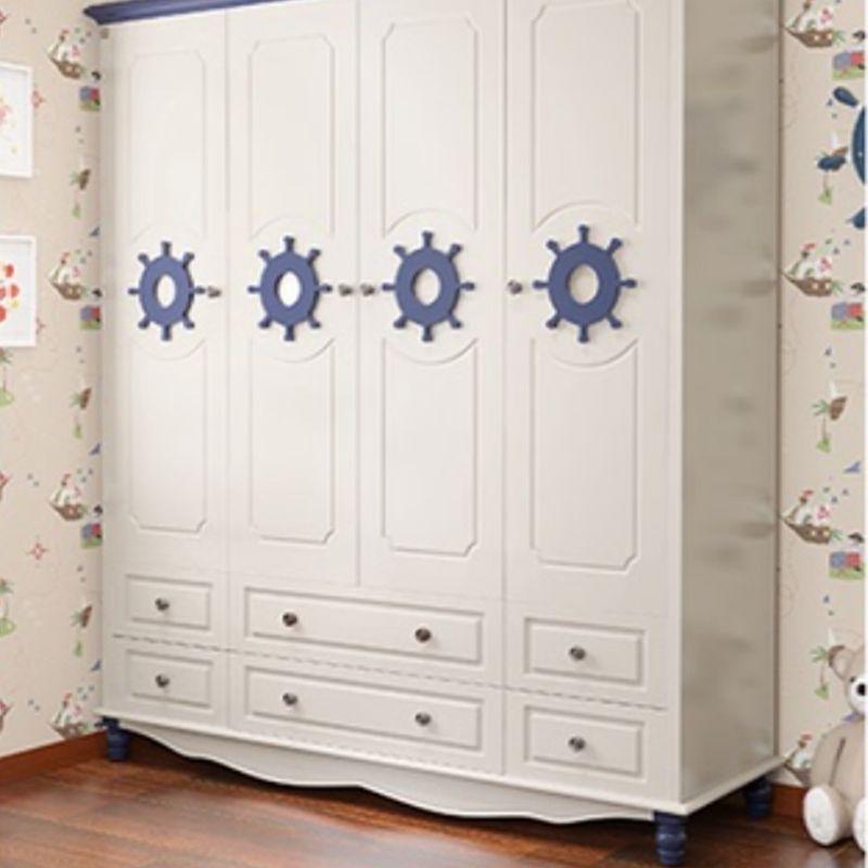 Hinged Wardrobe Cabinet with Legs Coastal Wooden Wardrobe Armoire