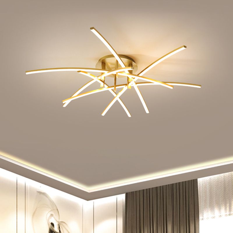Crossed Rod Flush Mount Ceiling Light Simple Metal Bedroom LED Flush Light Fixture