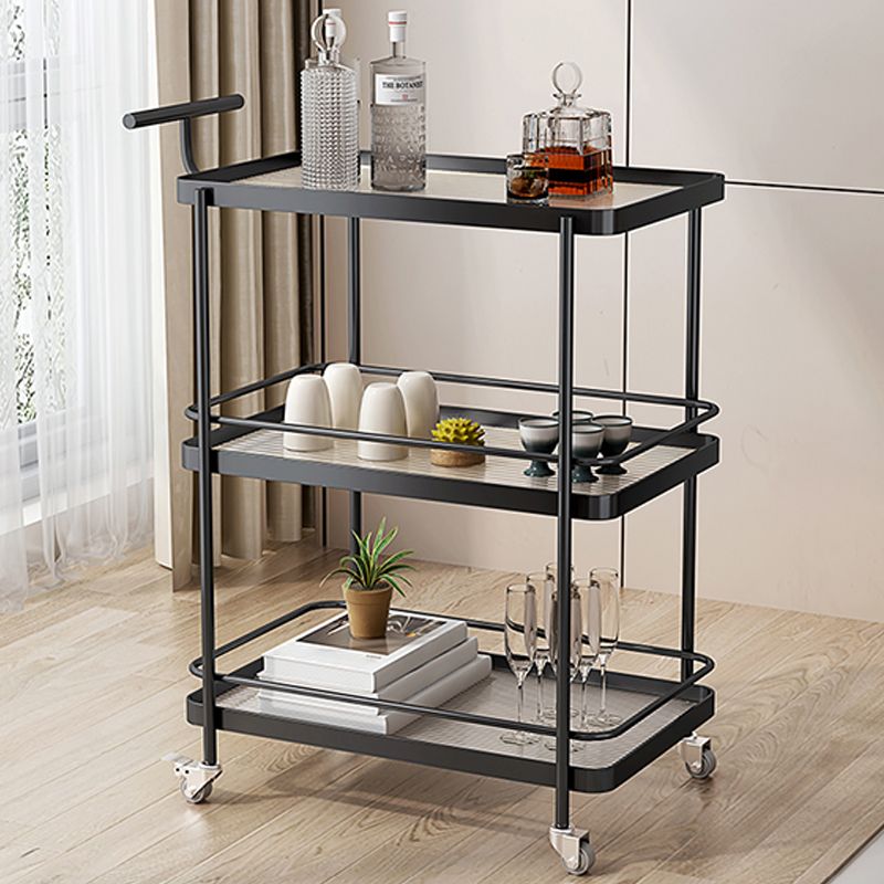 Dining Room Modern Prep Table Rolling Open Shelves Kitchen Trolley