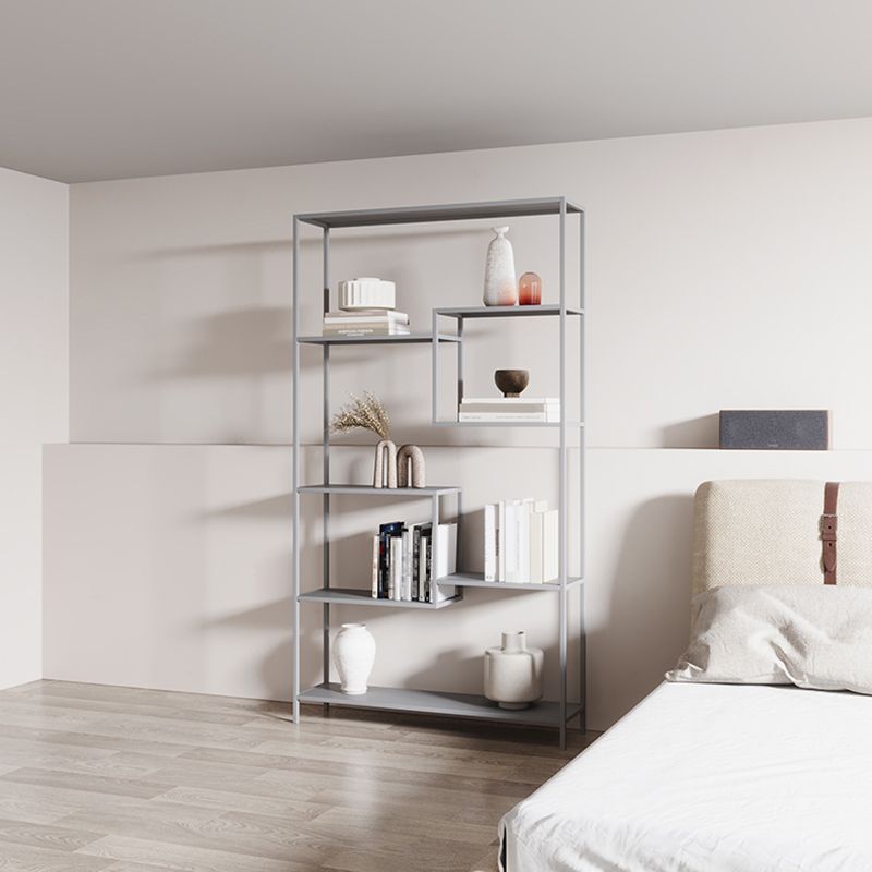 Vertical Metal Bookshelf Contemporary Open Back Bookcase with Shelves