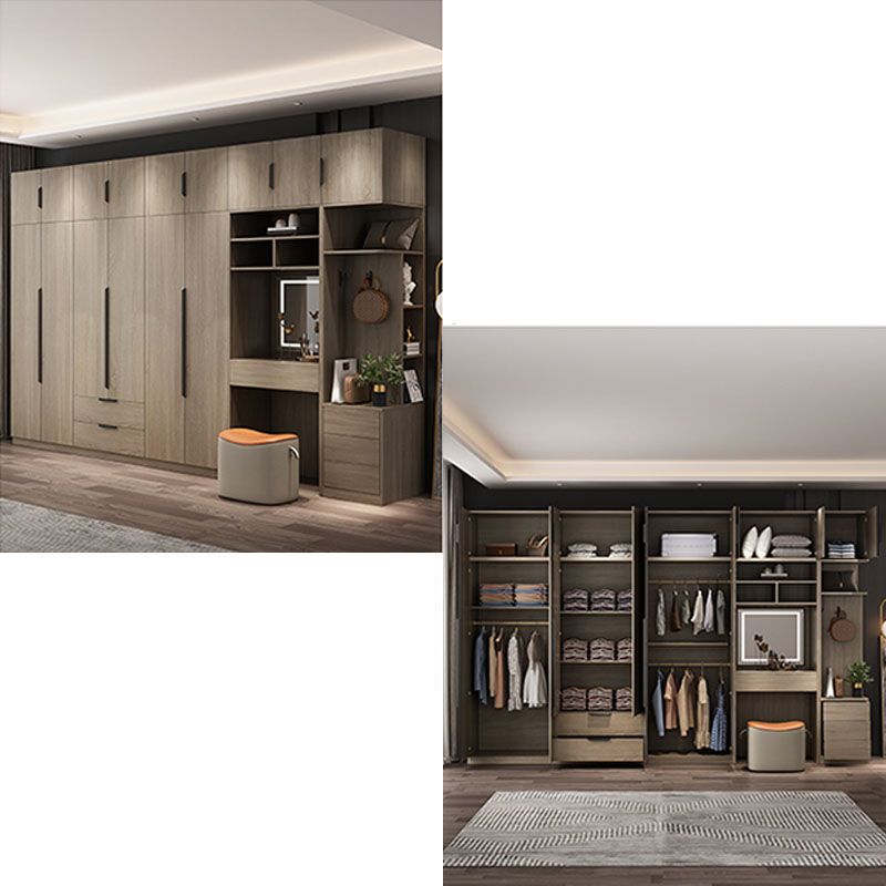 Brown Manufactured Wood Wardrobe Modern Cabinet with Drawers