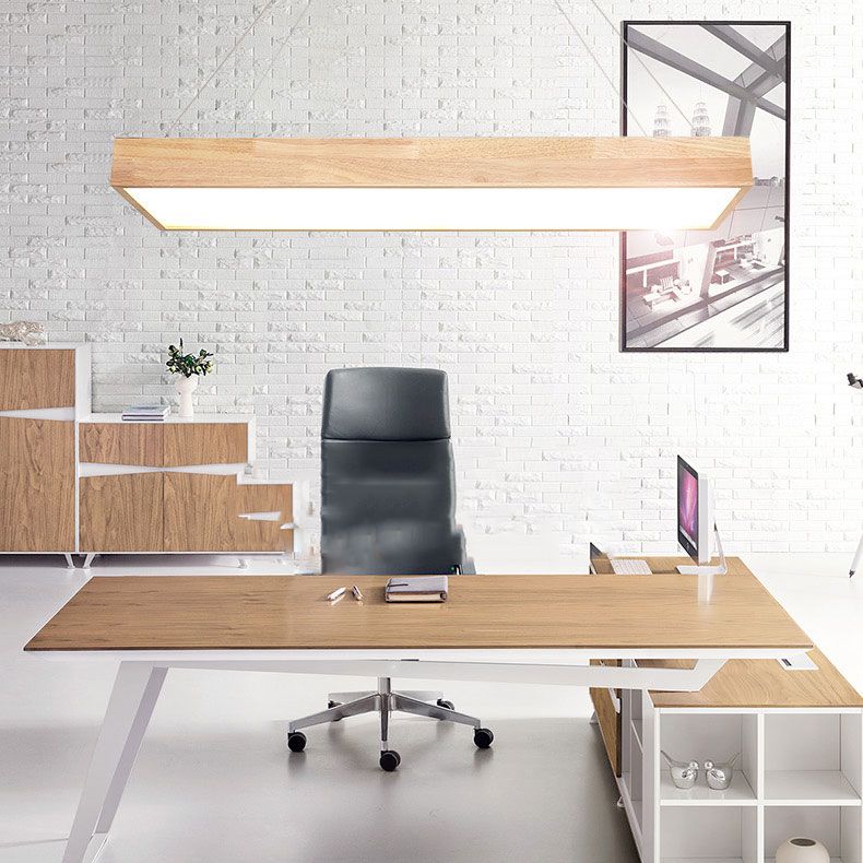 Wooden Hanging Lamp Simplicity Pendent Lighting Fixture for Meeting Room