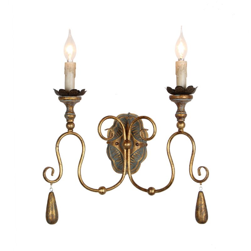 Candle chambre Vanité Sronce Light Countryside Metal 2 lumières