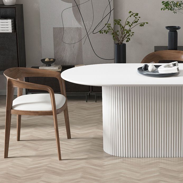 Solid Wood Base Contemporary Oval Dining Table Pedestal Table for Dining Room
