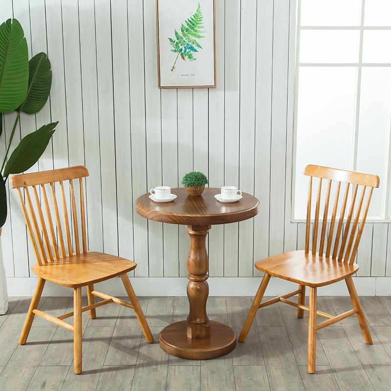 Modern Round Solid Wood Coffee Table 29.5"H Pedestal Cocktail Table