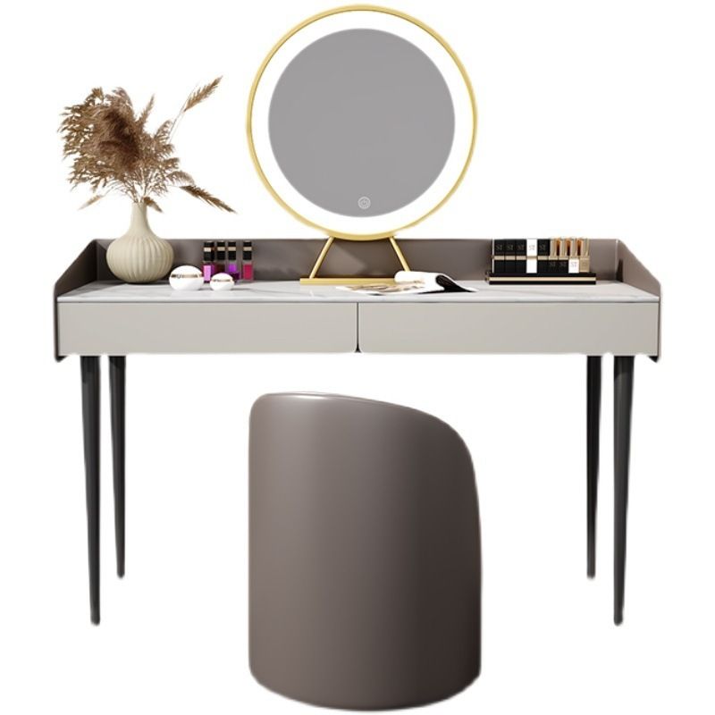 29.52 " Height 2-Drawer Makeup Table Modern Slate Top Vanity Stool