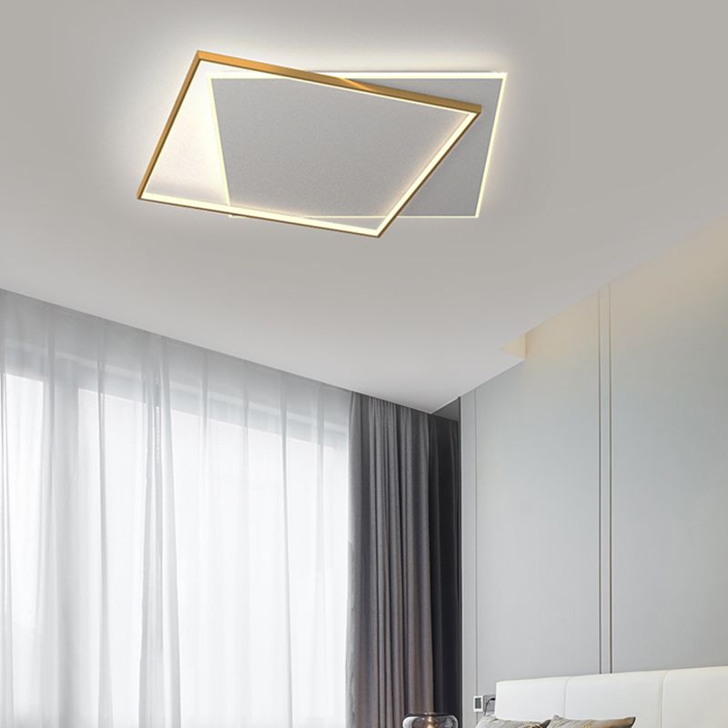 Modern Minimalist LED Ceiling Light Lacquered Iron Square Flush Mount with Acrylic Shade