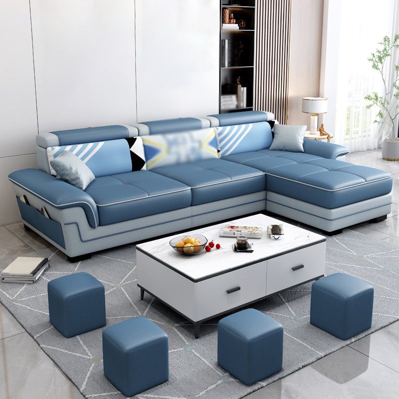 82.68"D x 33.46"W x 35.43"H Pillow Top Arm Cushion Back Sectionals with Ottoman