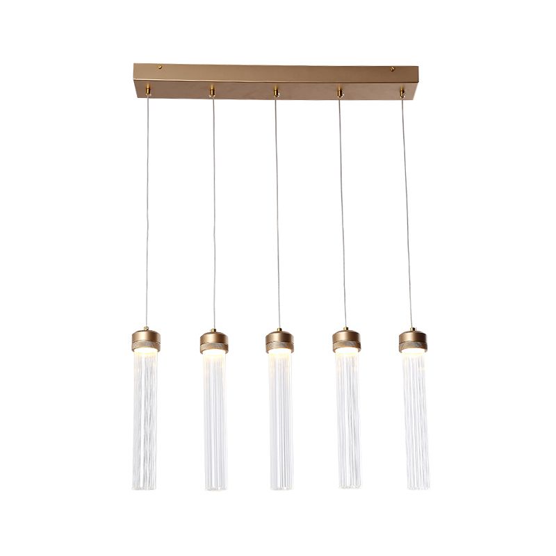 Tubulaire en verre transparent en verre pendant minimalisme minimalisme à 5 laiton de plafond en laiton