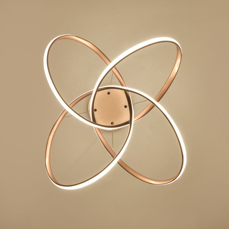 Gold Floral Twist LED Chandelier Art Deco Metal Hanging Ceiling Light for Dining Room