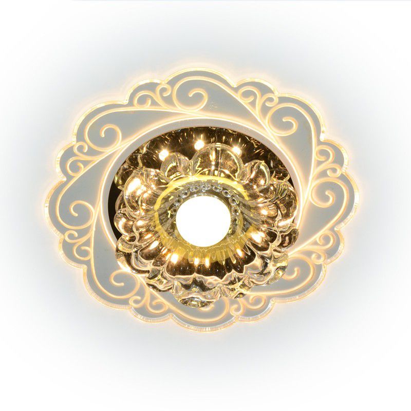 Crystal Floral LED Flush Mount Modern Flushmount Ceiling Light in Clear for Entryway