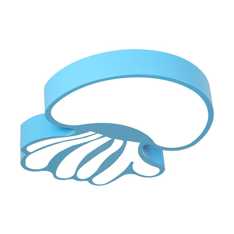 Creative LED Flushmount Lighting Blue Jellyfish Ceiling Flush Mount with Acrylic Shade in Warm/White Light