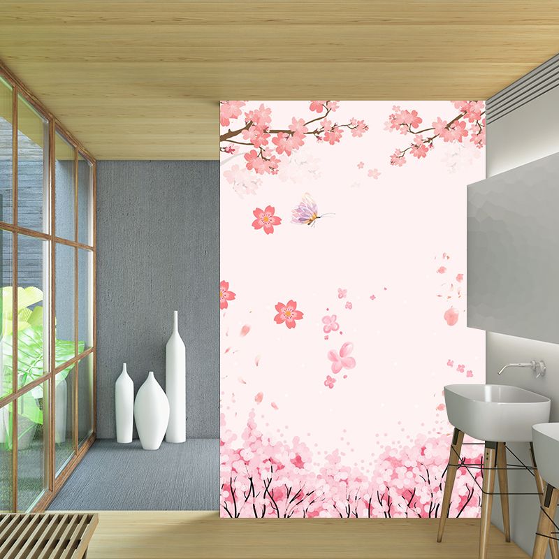 Romantic Plum Blossom Murals Wallpaper for Accent Wall, Pink, Customize Size Available
