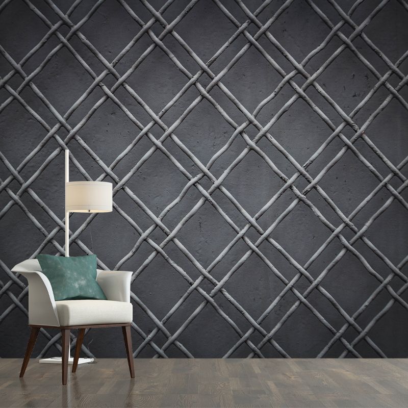 Industry Metal Gear Mural Wallpaper Dark Color Mildew Resistant Wall Covering