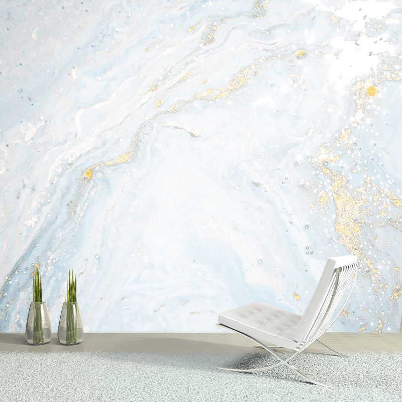 Faux Glitter Texture Mural in Blue-Gold Minimalistic Wall Covering for Accent Wall