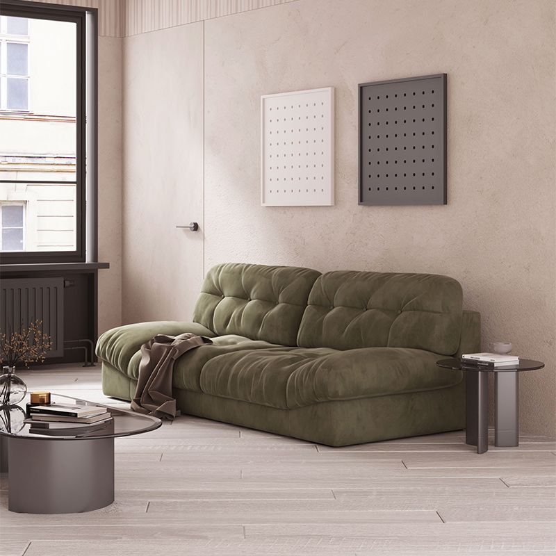 Contemporary Tufted Leather Sofa 41.34-In D Armless Living Room Sofa