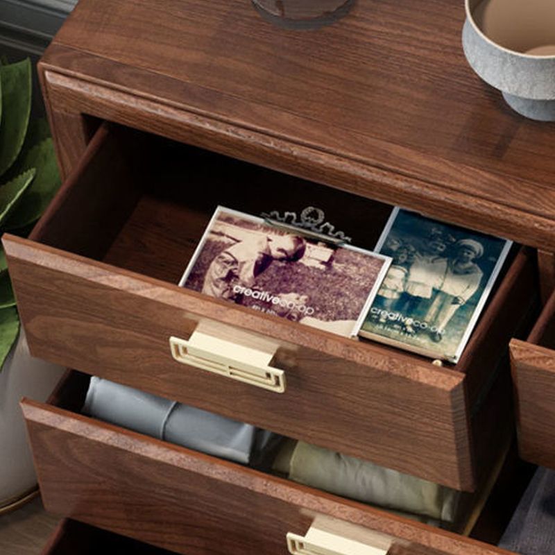 Glam Rubber Wood Storage Chest Bedroom Brown Chest with Drawers