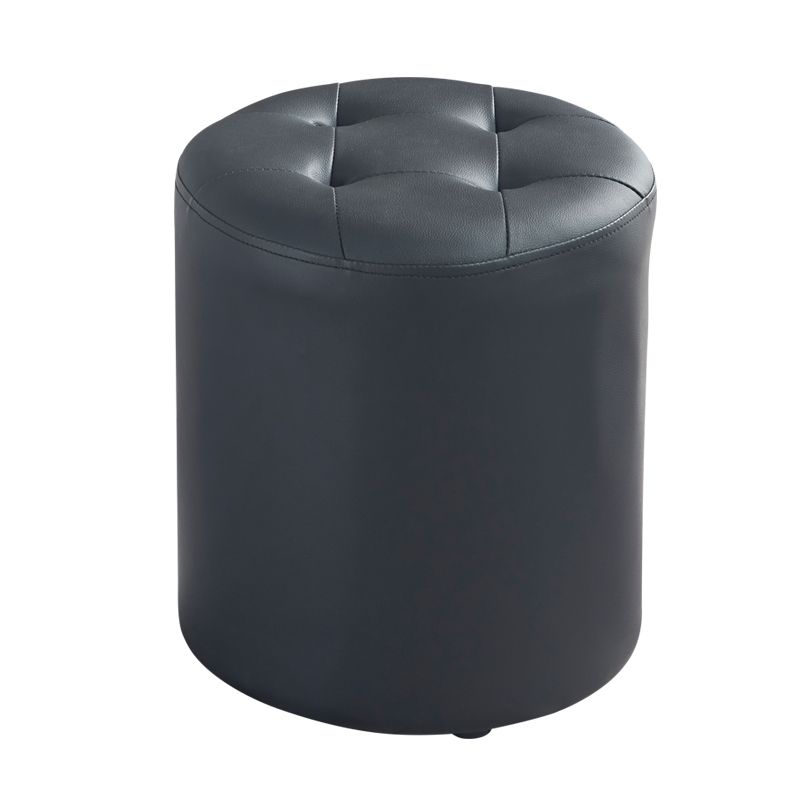 Modern Ottoman Water Resistant Tufted Leather Round Foot Stool Ottoman