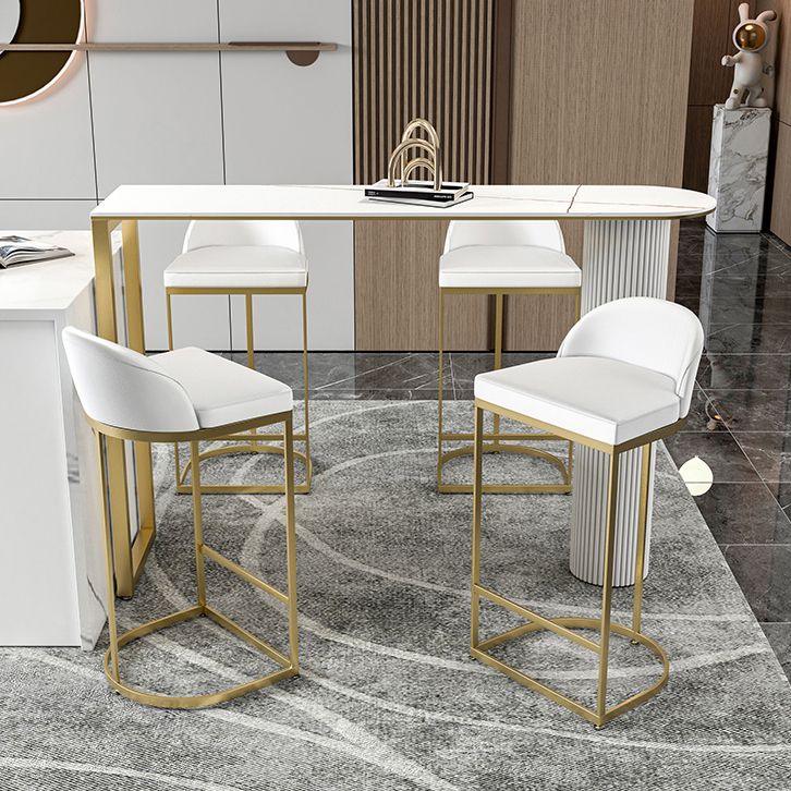 Modern 1/5 Pieces Bar Table Set Stone Counter Table with High Stools for Kitchen