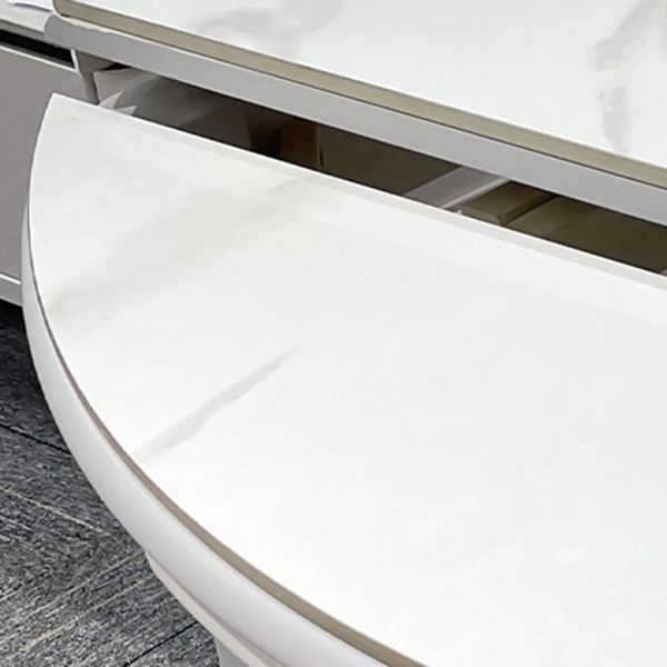 White Stone Dining Set for Kitchen 1/7 Pieces Modern Foldable Dining Table Set