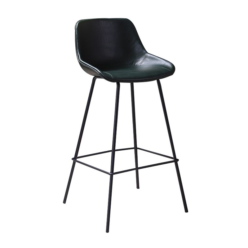 Industrial Leather Distressed Barstool Black Living Room Bar Stool with Bucket Seat
