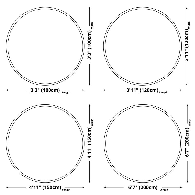 Round White Tone Modern Indoor Rug Cotton Symmetrical Pattern Carpet Easy Care Rug for Home Decoration