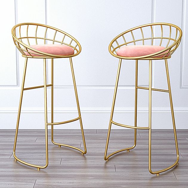 Glam Bucket Upholstered Bar Stools Footrest Low Back Bar and Counter Stool