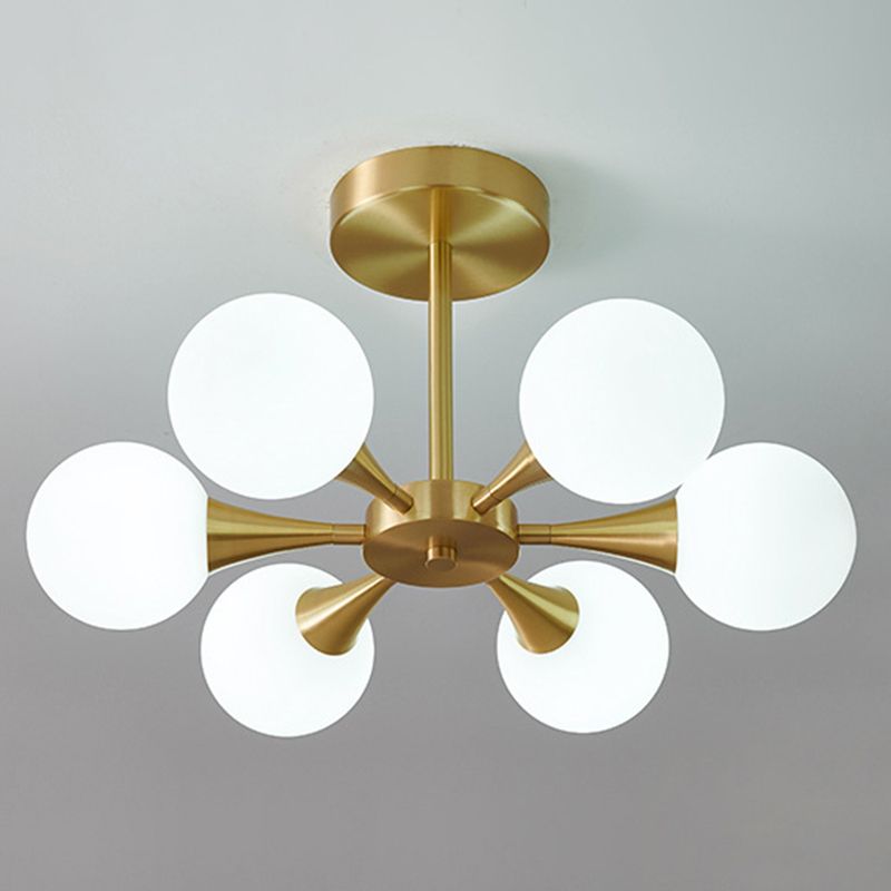 Candelera de estrella estelar posmoderna Candelera de techo de techo de sombra de vidrio claro en oro para sala de estar