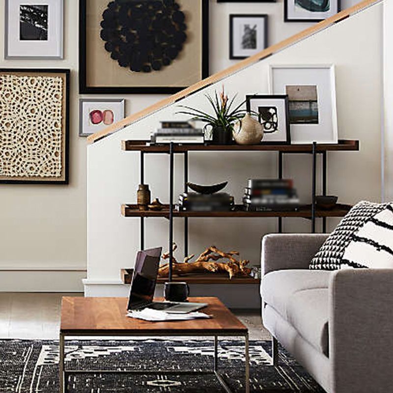 Industrial Style Open Bookshelf Etagere Shelf Bookcase with Rectangular Shelves