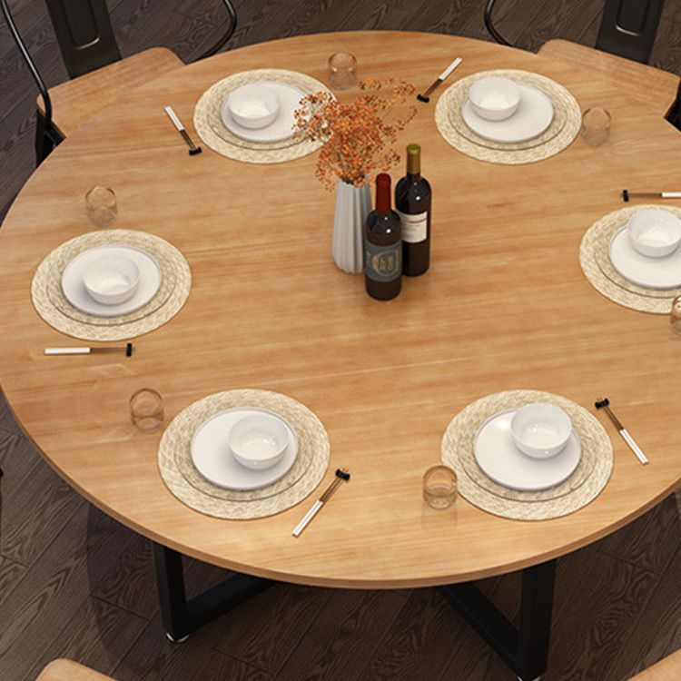 Metal Modern Round Indoor Table Pine Wood Top Table for Dining Room