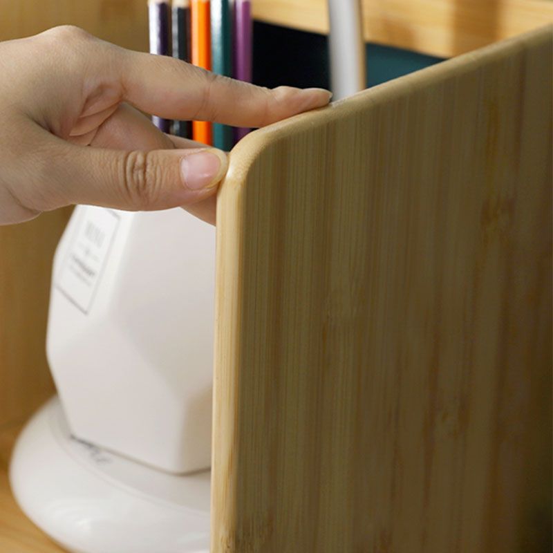 Contemporary Closed Back Bamboo Bookshelf Glass Bookcase for Home and Office