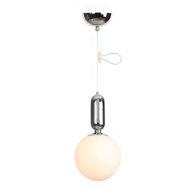Melkachtig wit glasbol hangen licht een enkele lamp moderne eenvoud stijl hanglamp voor slaapkamer