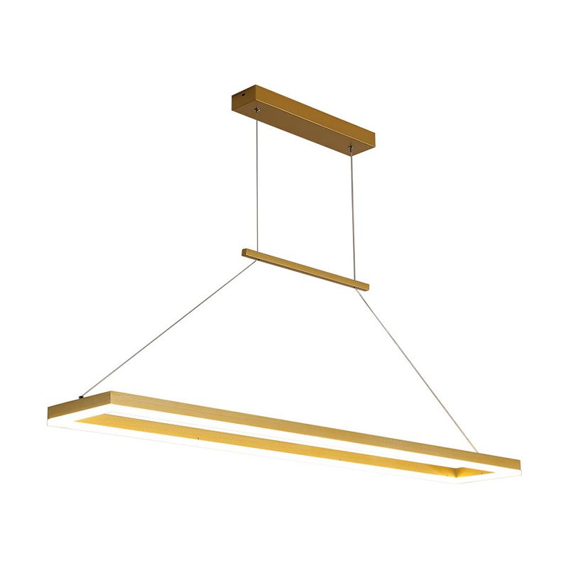 Minimalist Dining Room Island Lamp Aluminum Rectangular LED Pendant Light Fixture