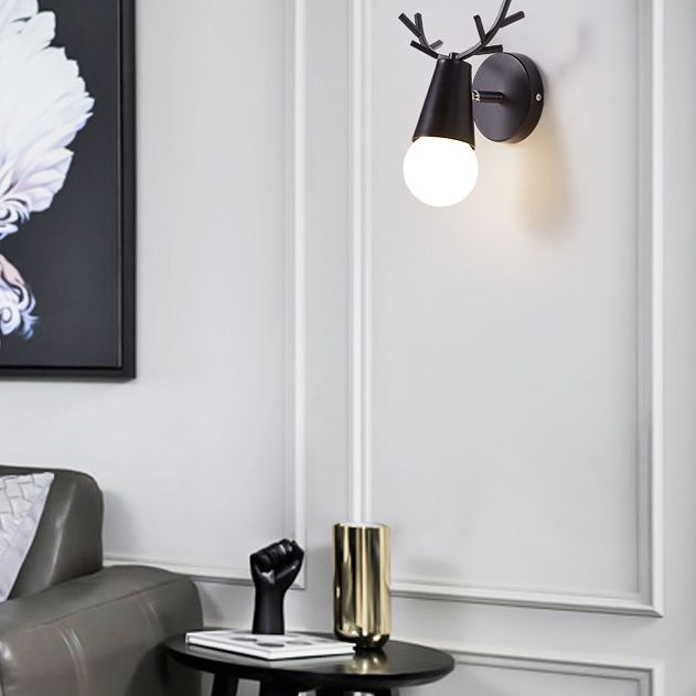 1 Light Wall Mount Lamp Fixture with Antler Metal Macaron Wall Sconce Light for Boy Girl Bedroom