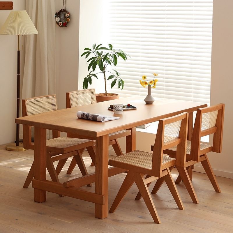 Modern 1/2/4/5/6/7 Pieces Dining Set Rectangle Pine Wood Dining Table for Dining Room