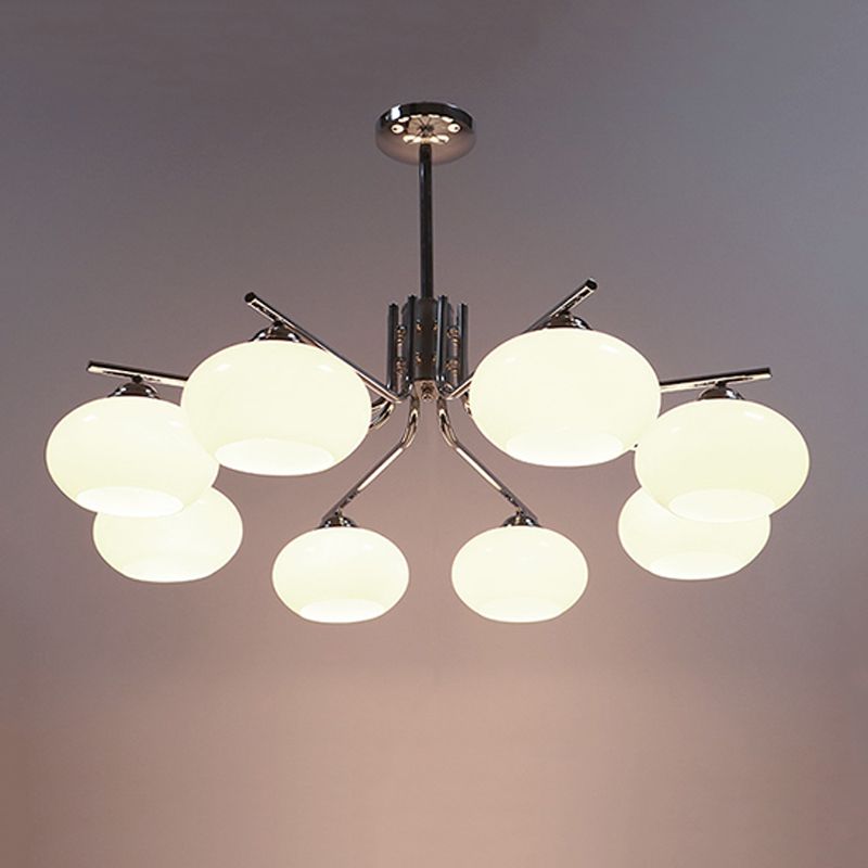 Modern Silver Ceiling Hung Fixture Starburst Glass Down Lighting Pendant