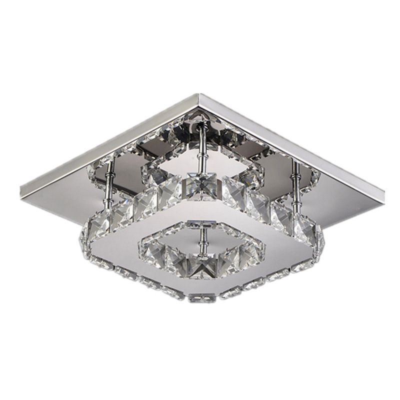 Lampe de plafond encastrée en bloc de cristal minimaliste moderne, éclairage LED encastré de forme carrée pour chambre à coucher