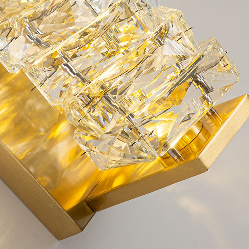 Modern Unique Shape Wall Mount Light Fixture Crystal Sconce Lamp in Gold