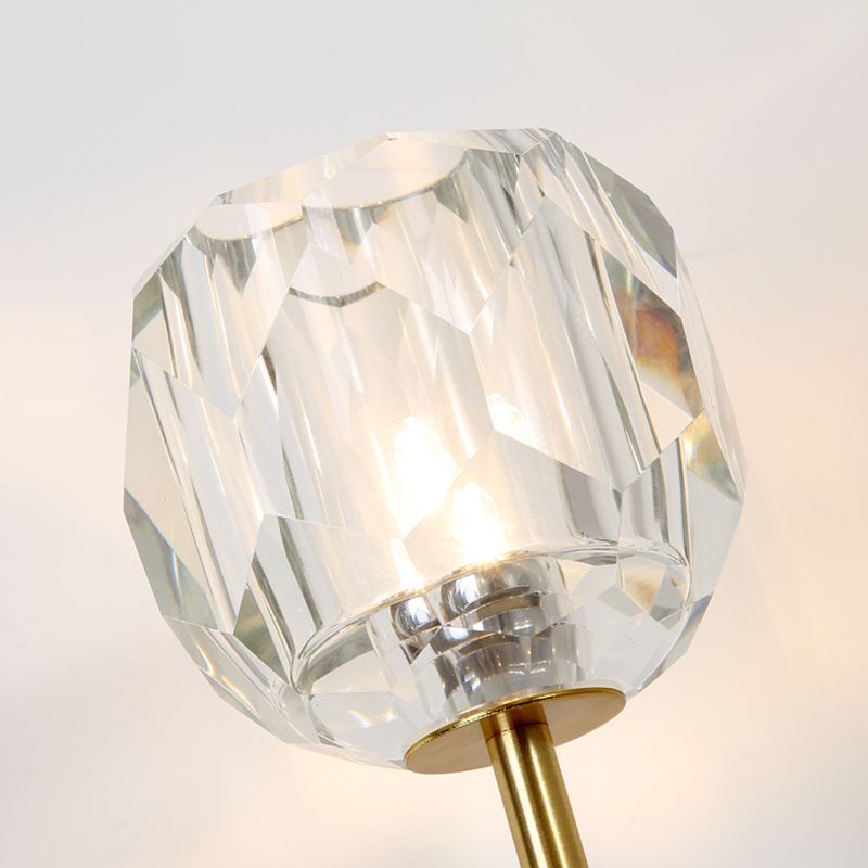 Nordic Style Metal Wall Light Geometric Gold Wall Sconce with Crystal for Bedroom