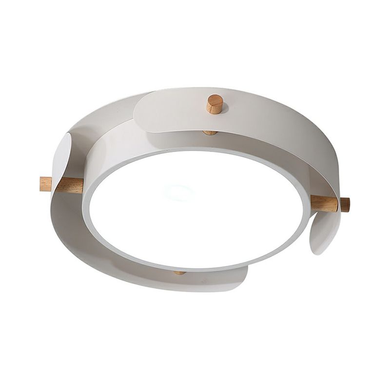 LED Round Flush Mount Lighting Fixture Minimalist Metal Bedroom Ceiling Mounted Light