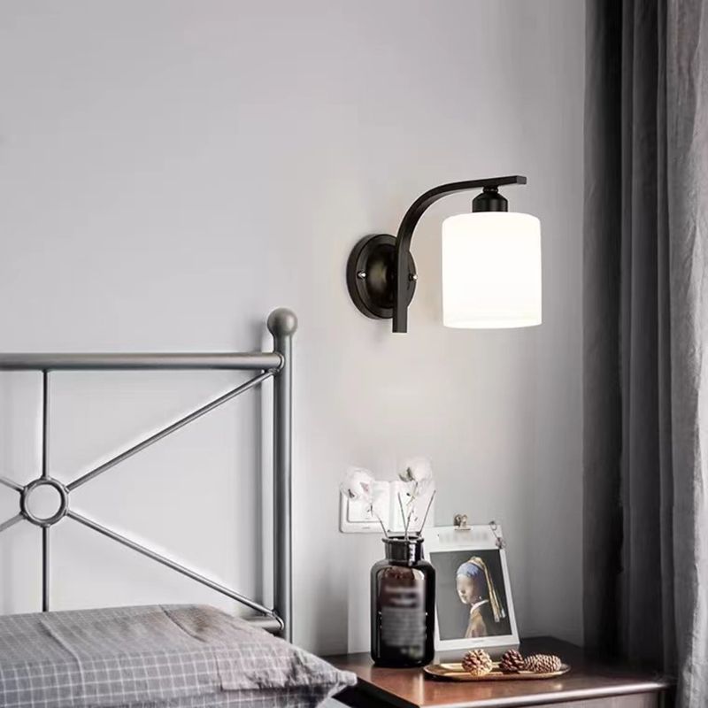 Contemporary Vanity Lamp Cylinder Glass Wall Light Fixture for Bathroom