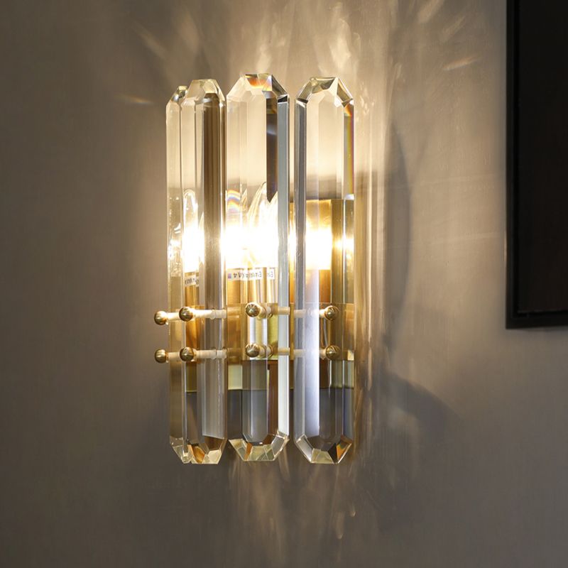 Modern Style Geometry Shape Wall Light Crystal 2 Light Sconces for Bedroom